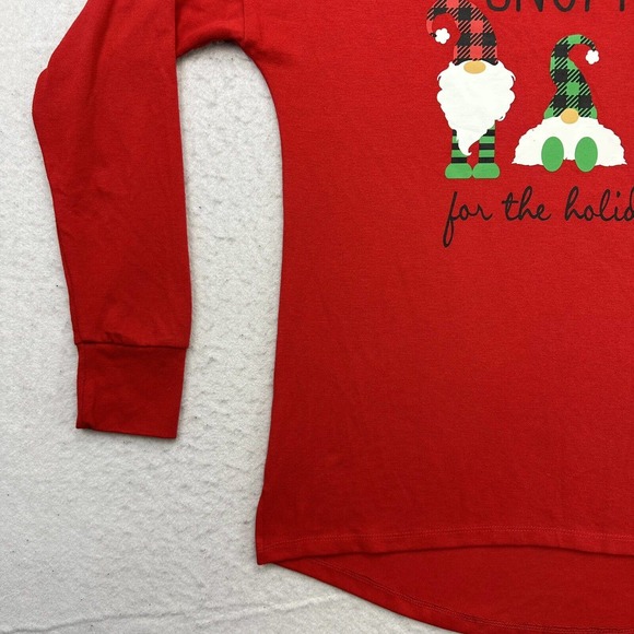 Modern Canvas Christmas Shirt Womens Small S Red Gnome for the Holidays - Picture 5 of 12